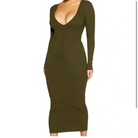 Women's So V-Ery Snatched Dress, OLIVE / S by Naked Wardrobe
